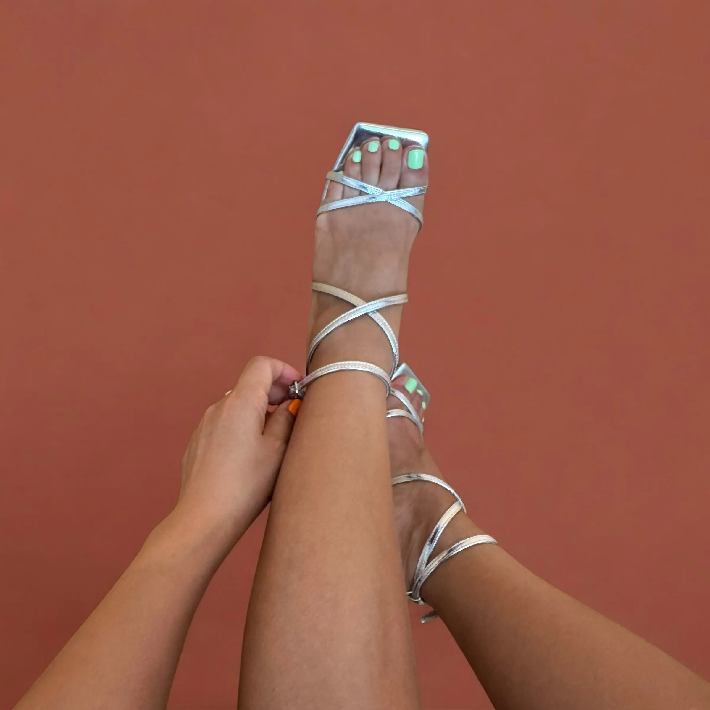 *ADAGIO - silver patent strappy sandal