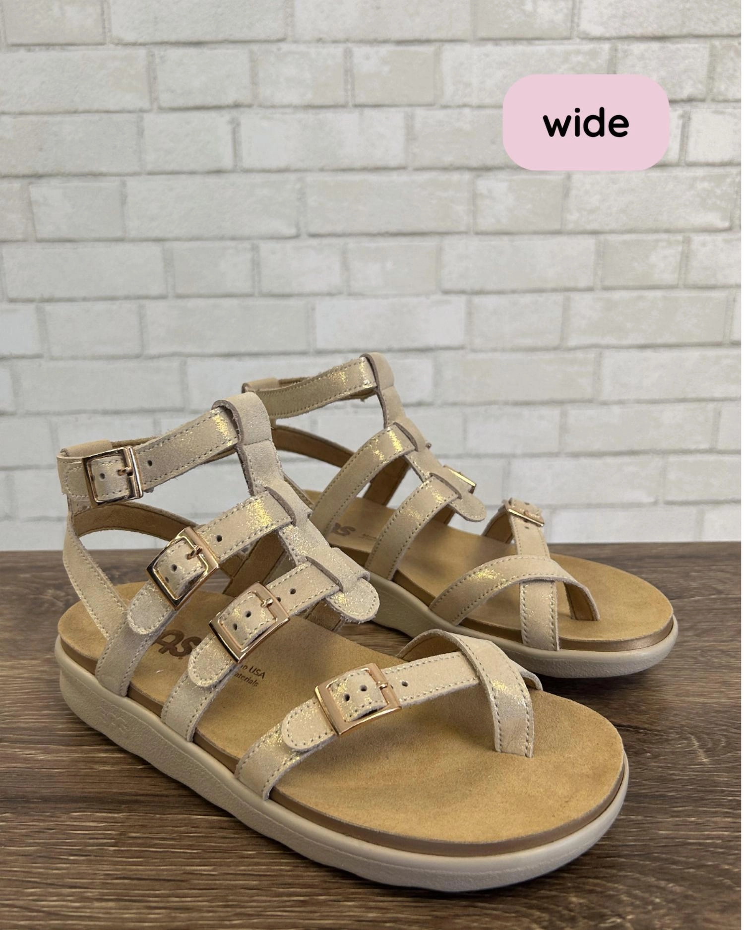 Aria Gladiator Sandals -Wide In Soft Gold