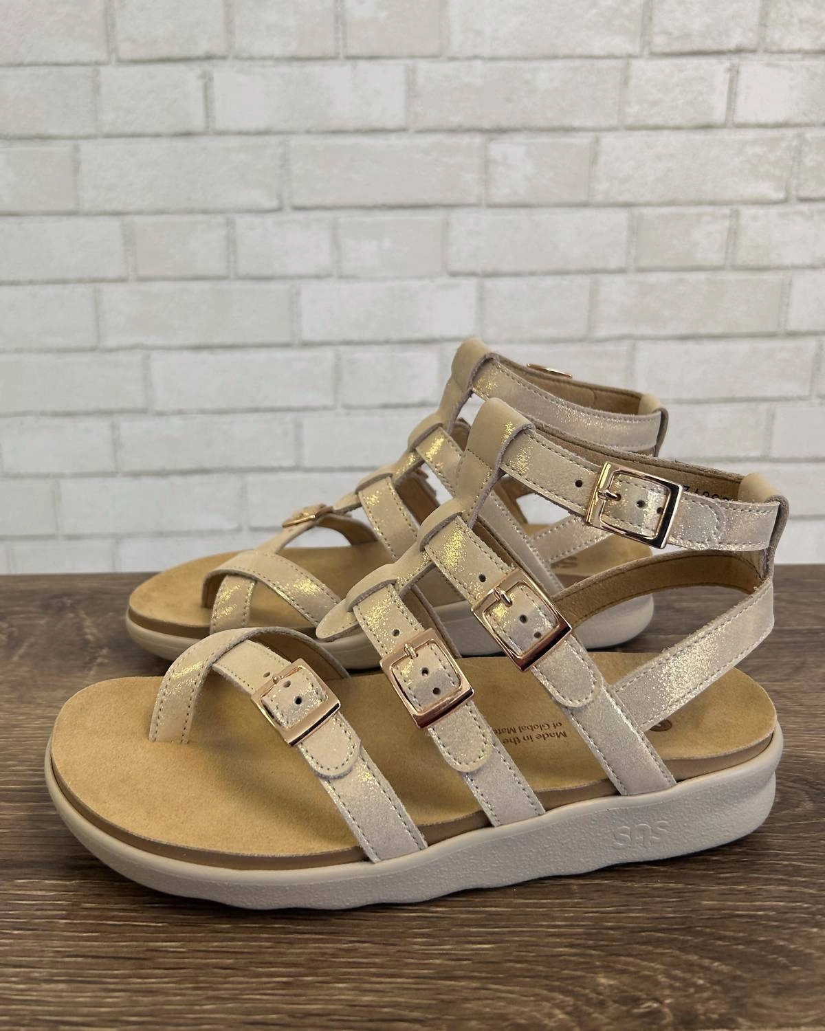 Aria Gladiator Sandals -Wide In Soft Gold