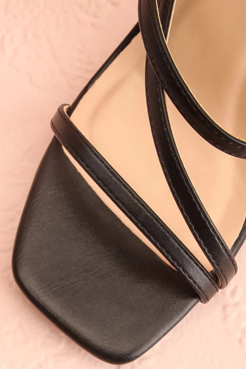 Baobab Black | Strappy Mid Heel Sandals