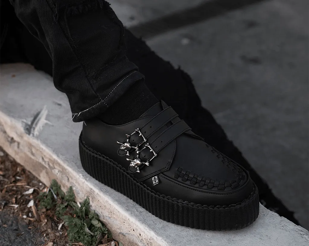 Black TUKskin 2-Buckle Skull Creeper