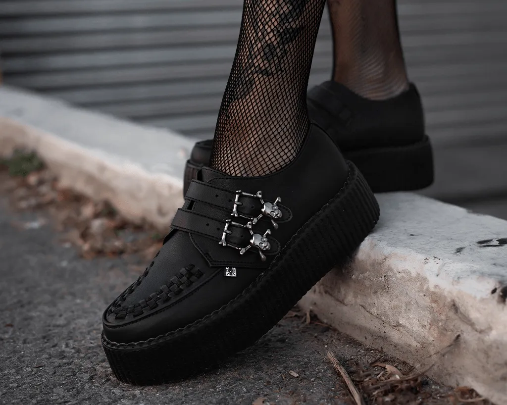 Black TUKskin 2-Buckle Skull Creeper