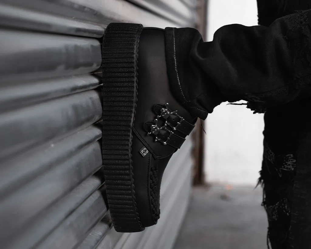 Black TUKskin 2-Buckle Skull Creeper