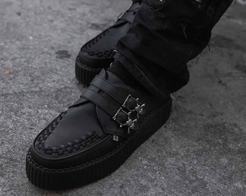 Black TUKskin 2-Buckle Skull Creeper