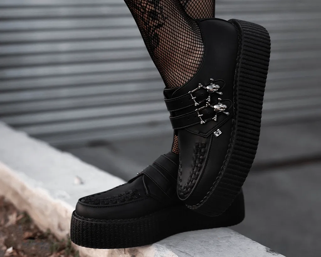 Black TUKskin 2-Buckle Skull Creeper