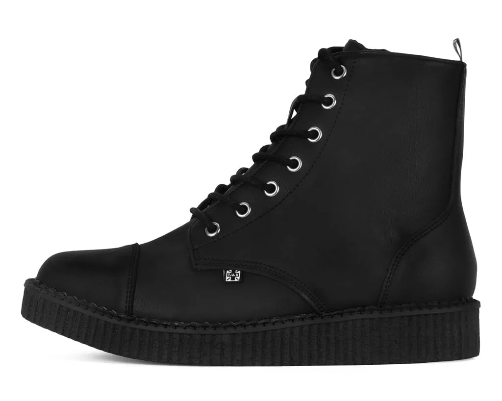 Black TUKskin Pointed Lace Up Boot