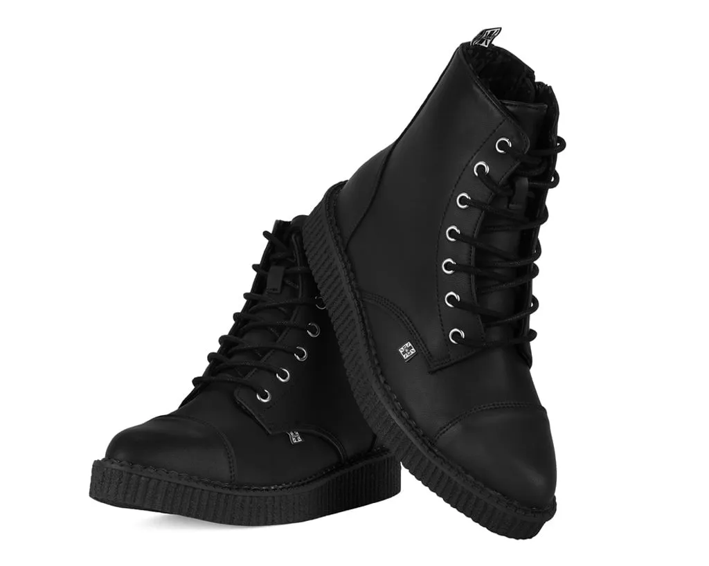 Black TUKskin Pointed Lace Up Boot