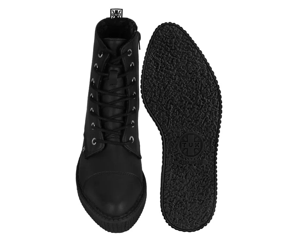 Black TUKskin Pointed Lace Up Boot