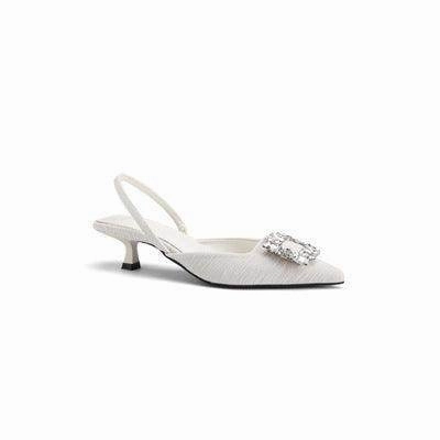 Black  Rhinestone  Ankle Strap Pointy Mid Heel Sandals 670997112279
