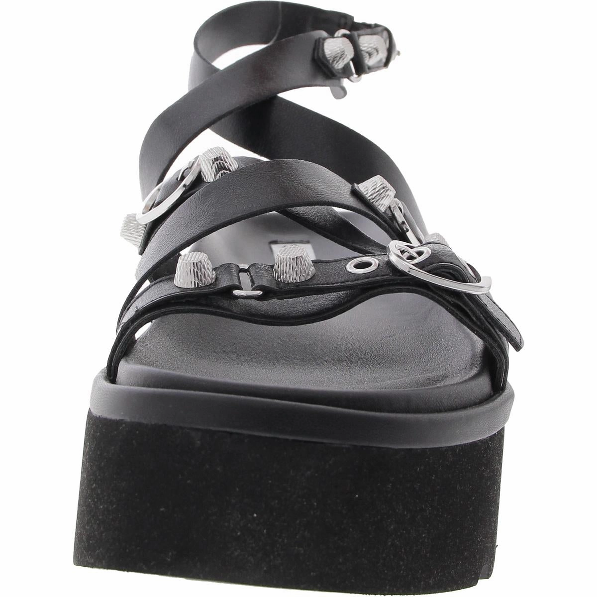 Brant Womens Embellished Faux Leather Platform Sandals