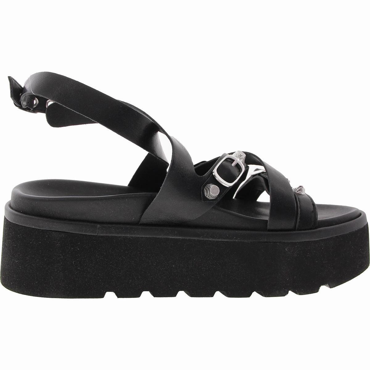 Brant Womens Embellished Faux Leather Platform Sandals