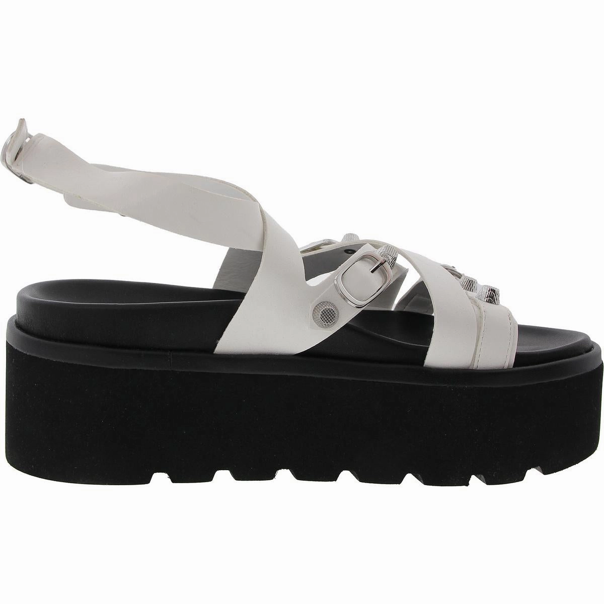 Brant Womens Embellished Faux Leather Platform Sandals