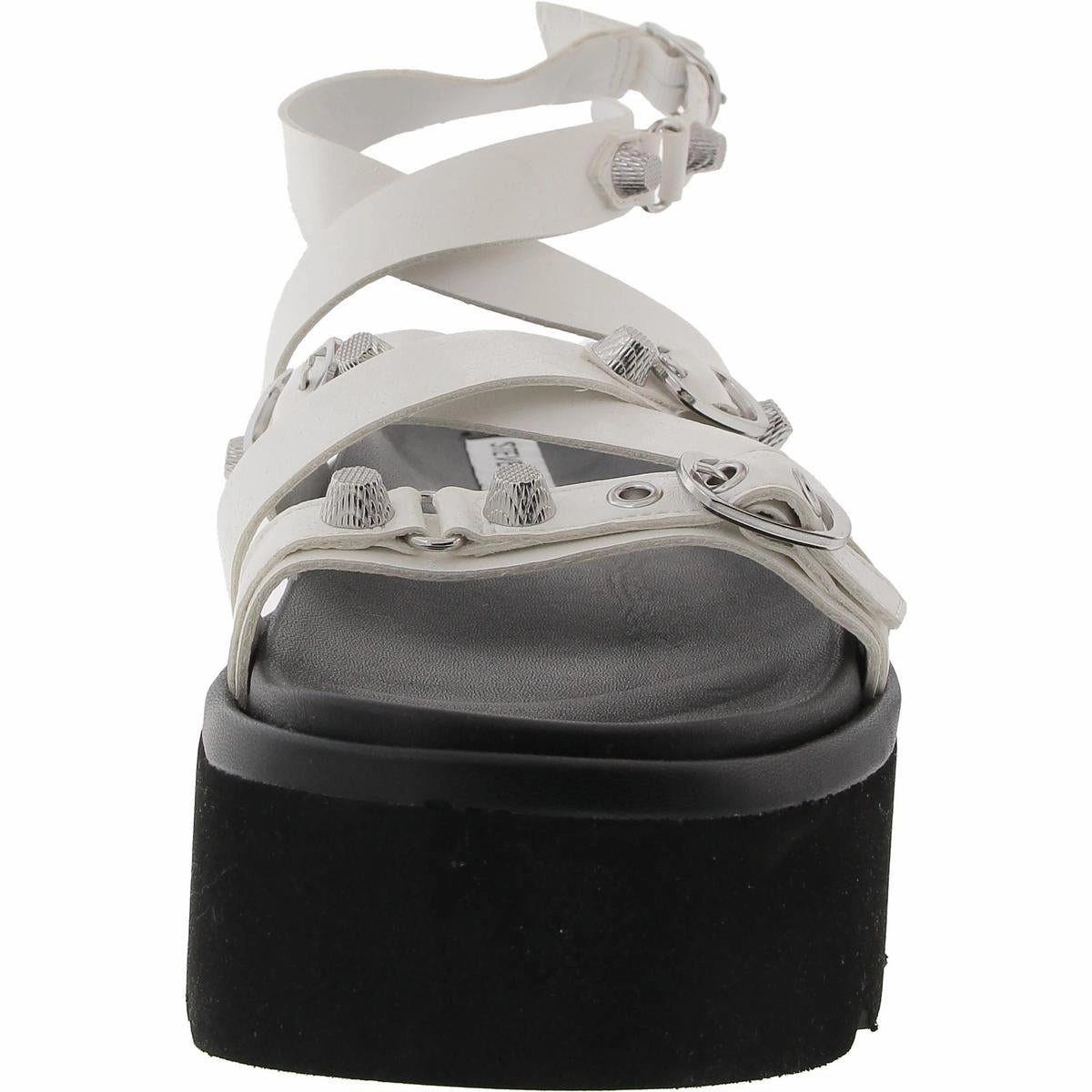 Brant Womens Embellished Faux Leather Platform Sandals