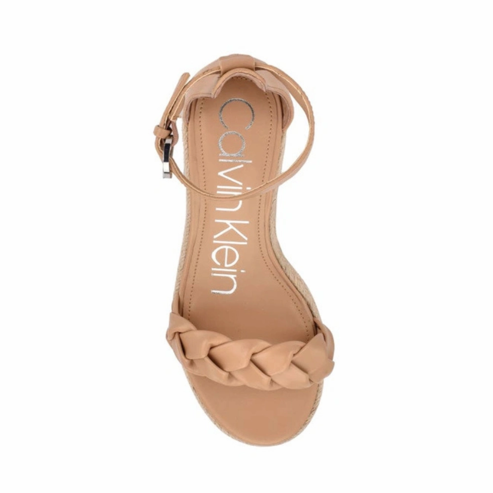 Calvin Klein Thea Wedged Sandals Women's US 7 Light Natural Ankle Strap KHD706