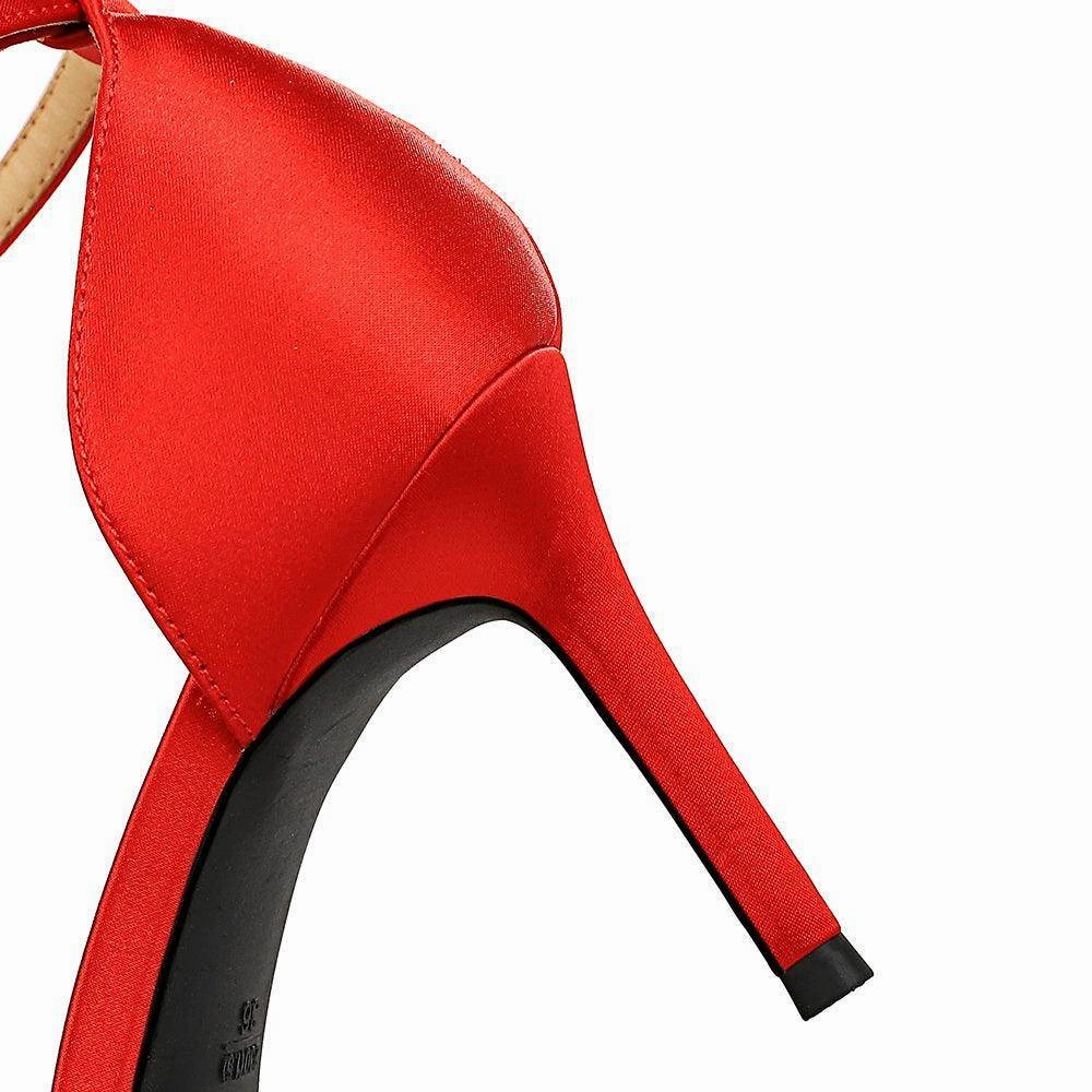Champagne Satin Pointy Stiletto Heels  674228626275