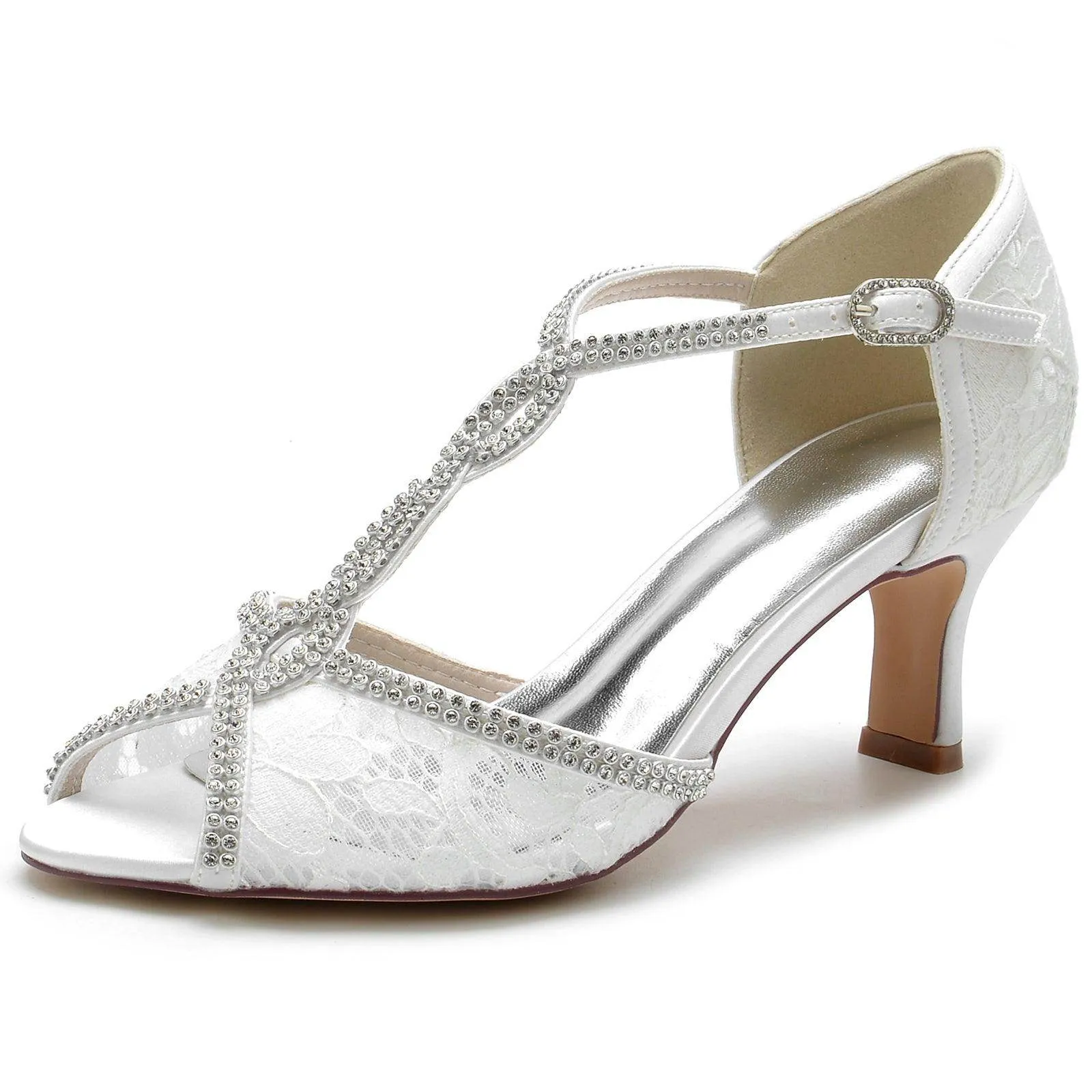 Chunky Heel 6.5cm Silk-Like Lace Shoes CK0318