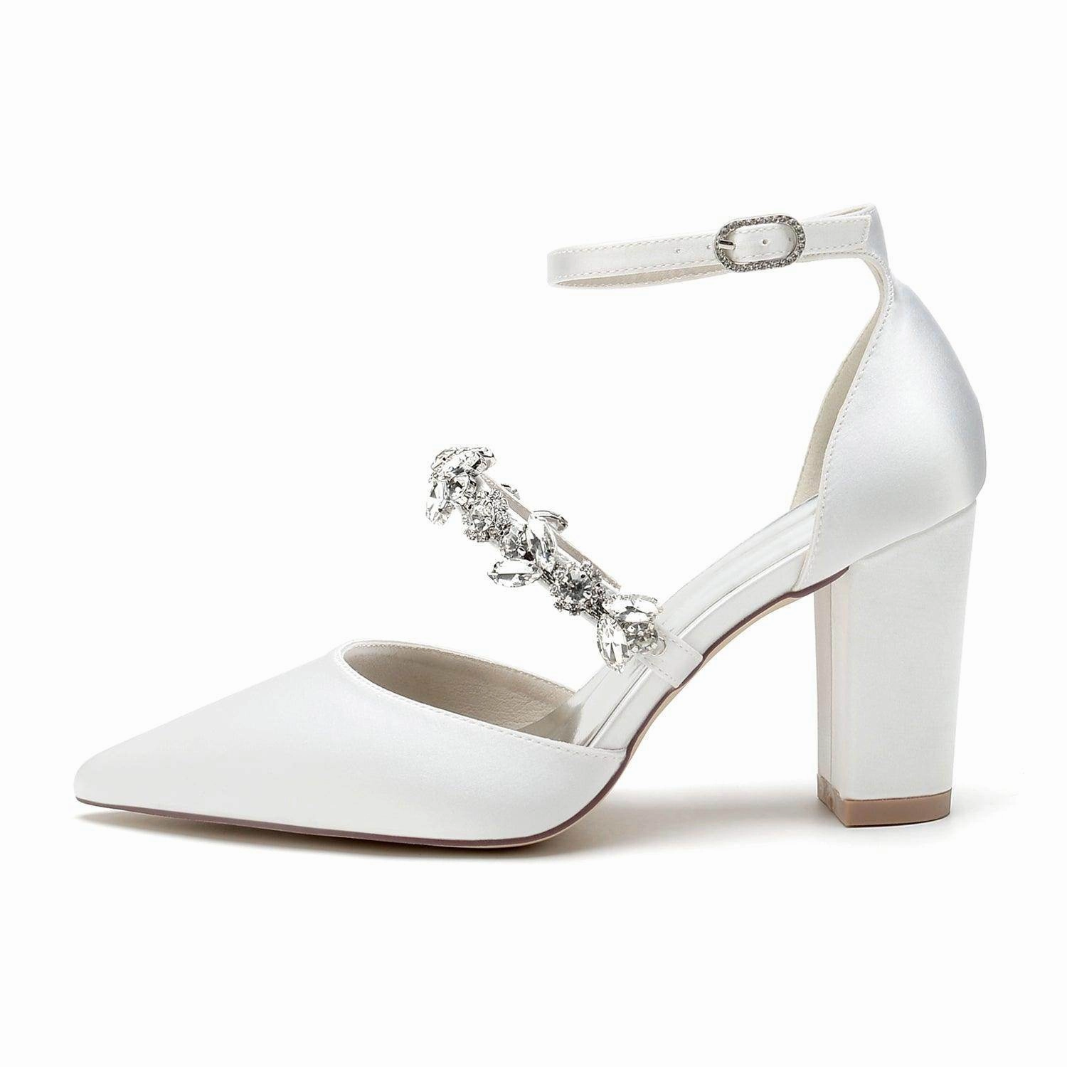 Chunky Heel 8.5cm Silk-Like Shoes CK0187