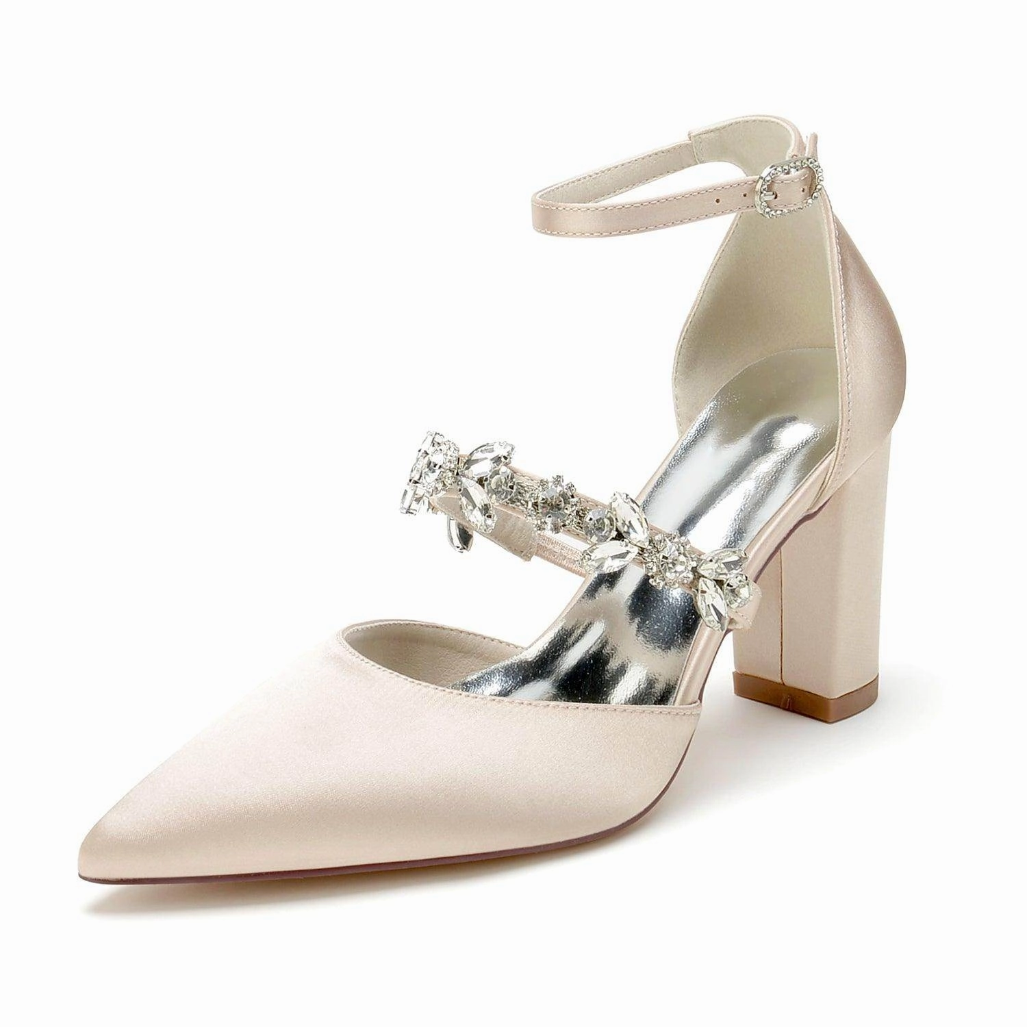 Chunky Heel 8.5cm Silk-Like Shoes CK0187