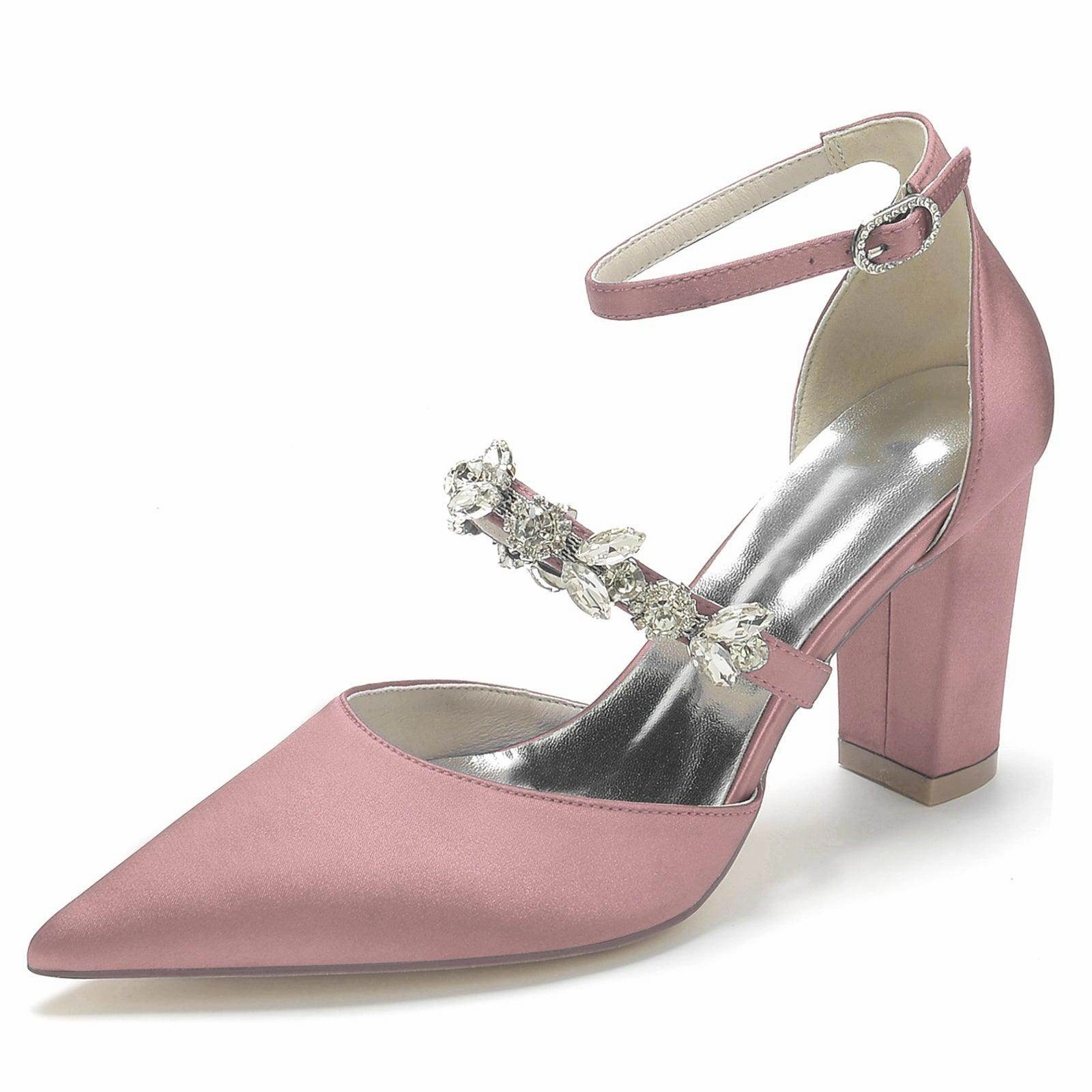 Chunky Heel 8.5cm Silk-Like Shoes CK0187