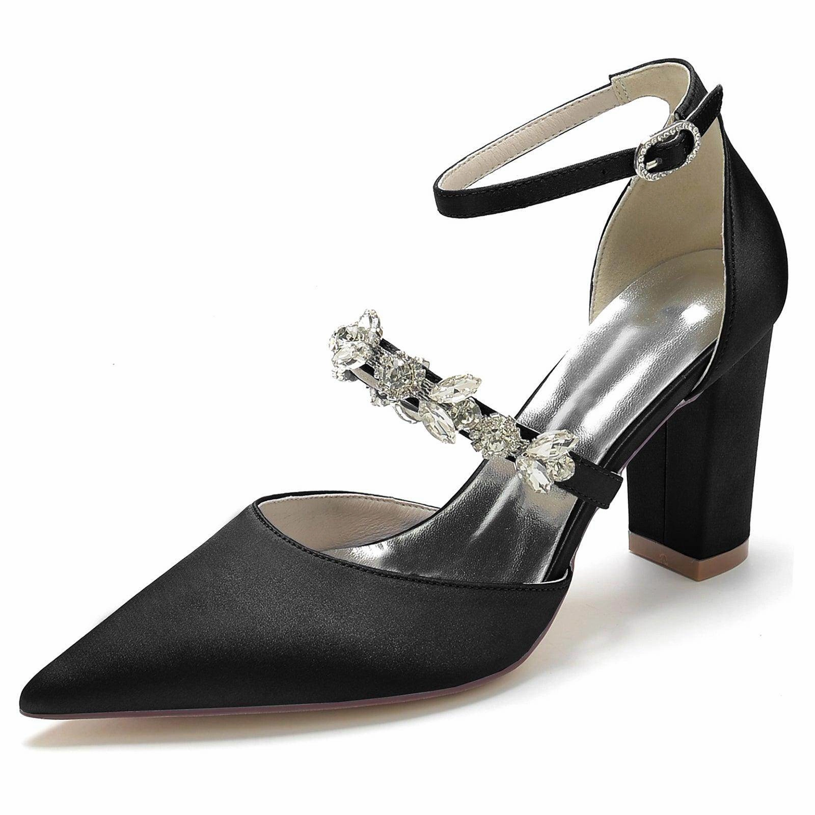 Chunky Heel 8.5cm Silk-Like Shoes CK0187