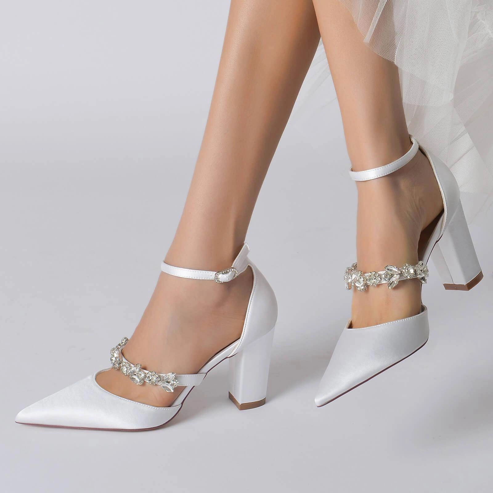 Chunky Heel 8.5cm Silk-Like Shoes CK0187