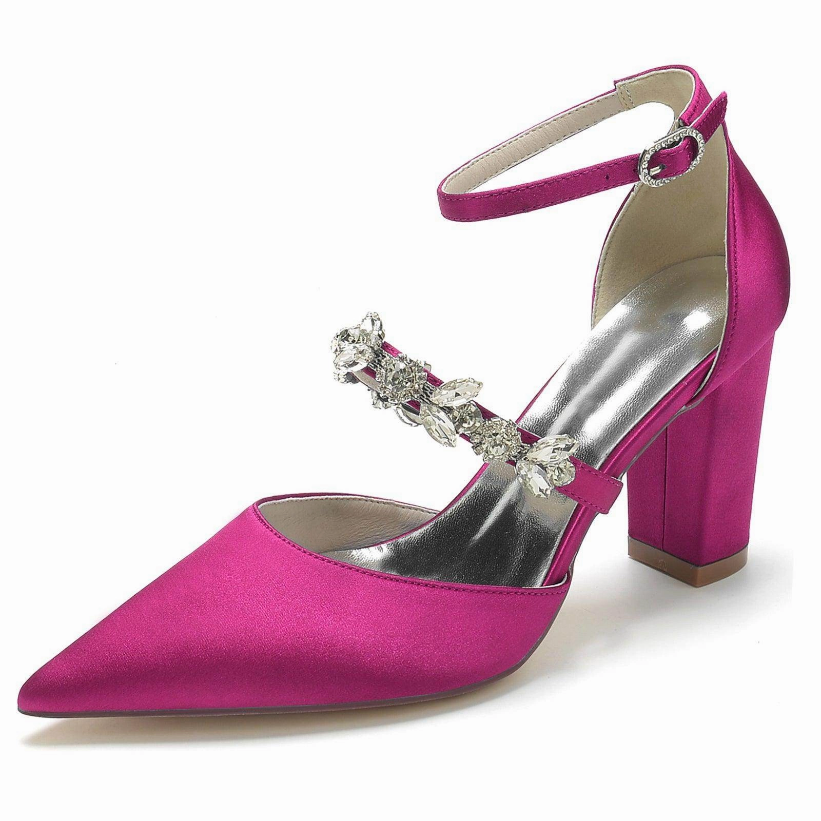 Chunky Heel 8.5cm Silk-Like Shoes CK0187