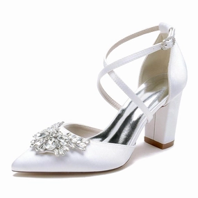 Chunky Heel 8.5cm Silk-Like Shoes CK0436