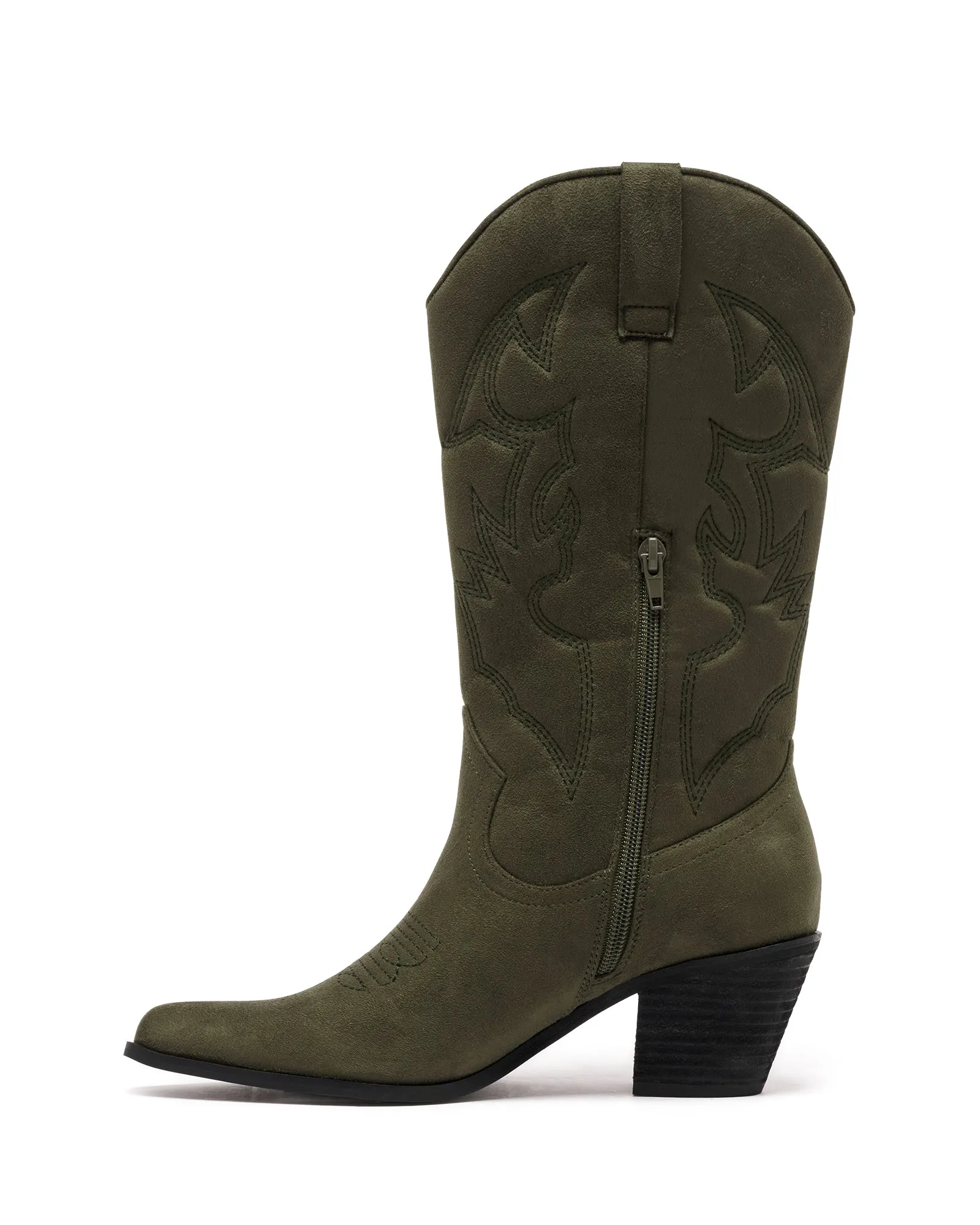 Clayton Cowboy Boot Khaki Suede