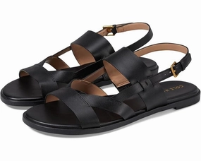 Cole Haan Fawn W30284 Slingback Women's 9 Black Leather Slip On Sandal FZP187 (Black,9)