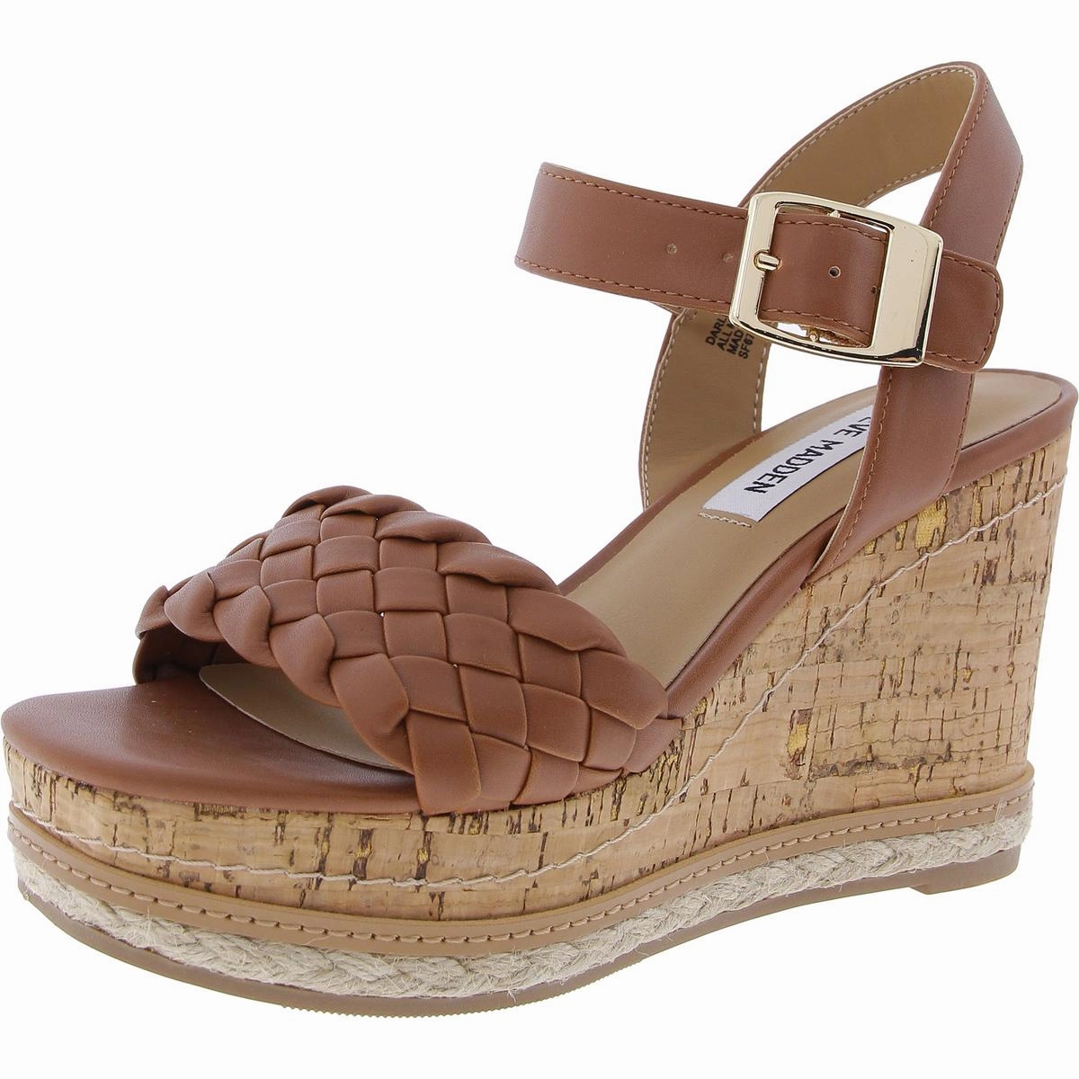 Darling Womens Woven Faux Leather Wedge Sandals
