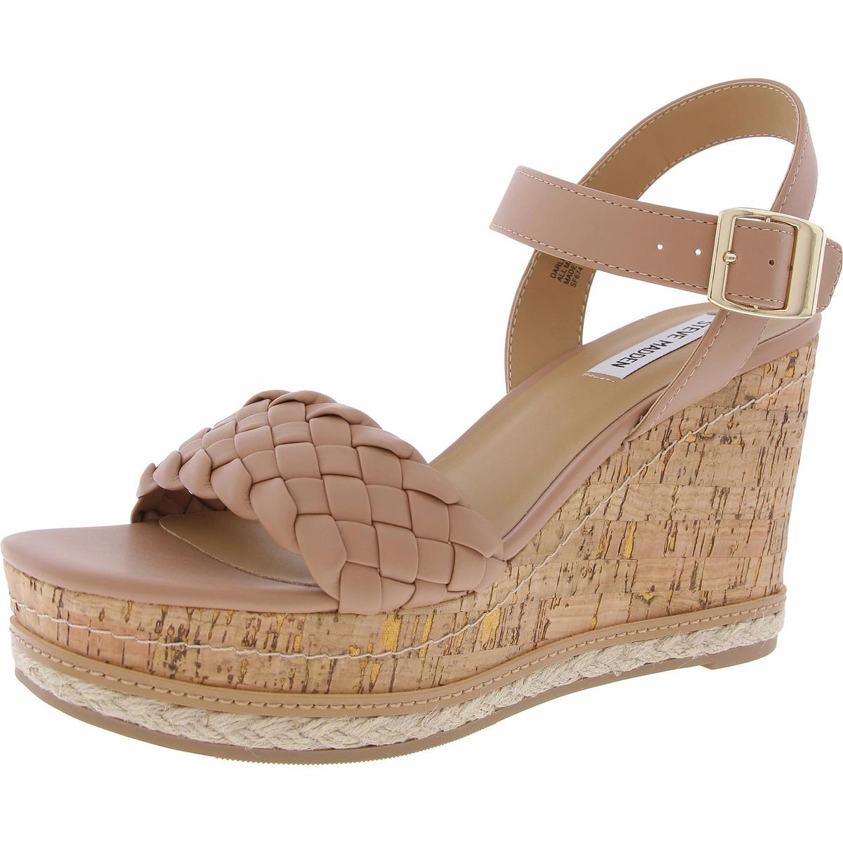 Darling Womens Woven Faux Leather Wedge Sandals