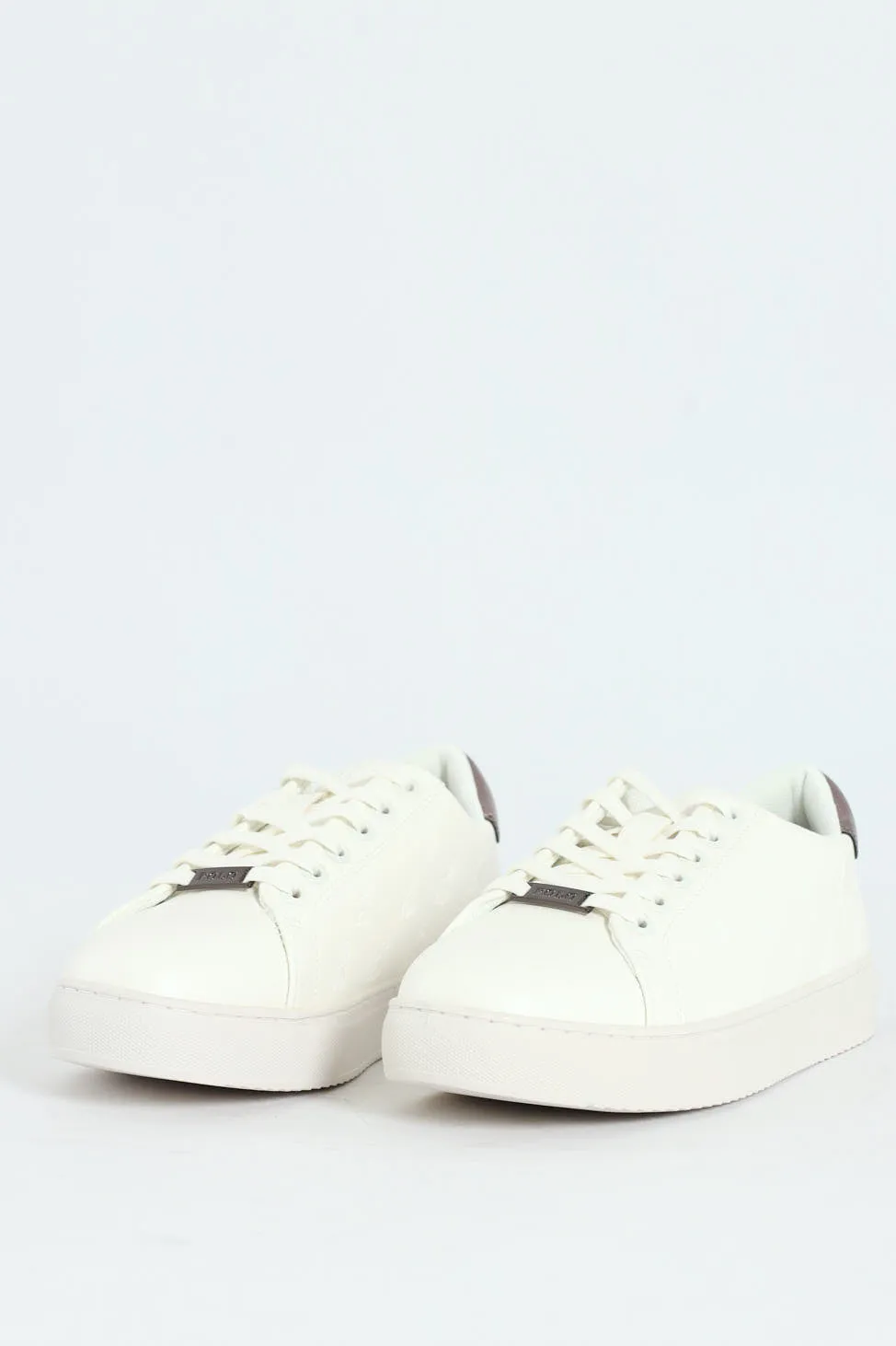 Debossed Monogram Lace Up Sneaker - White