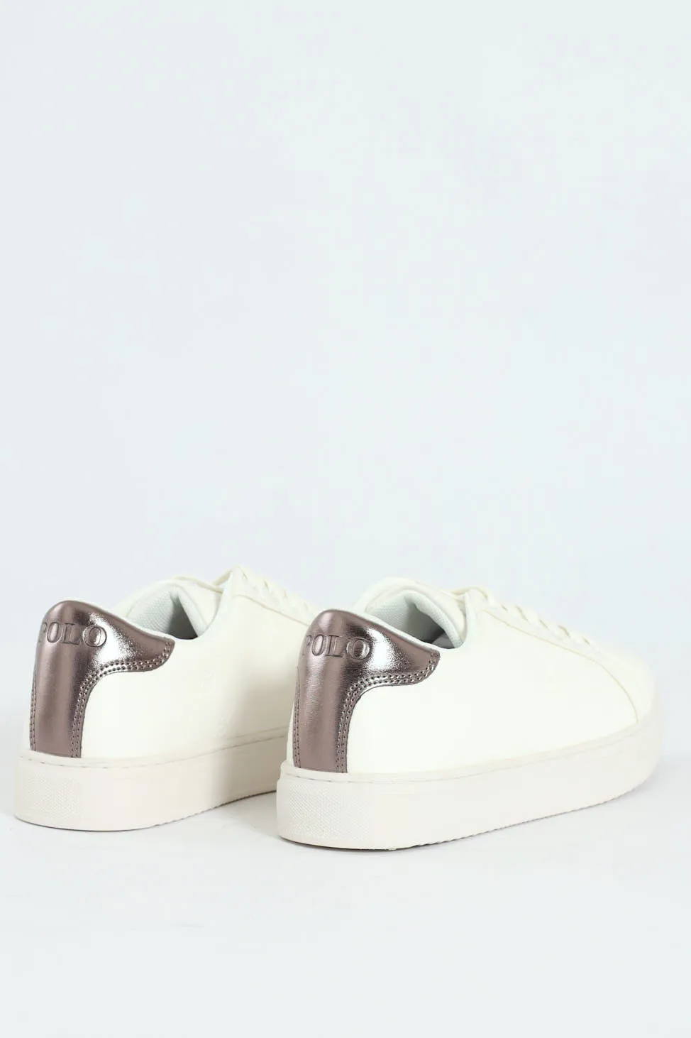 Debossed Monogram Lace Up Sneaker - White