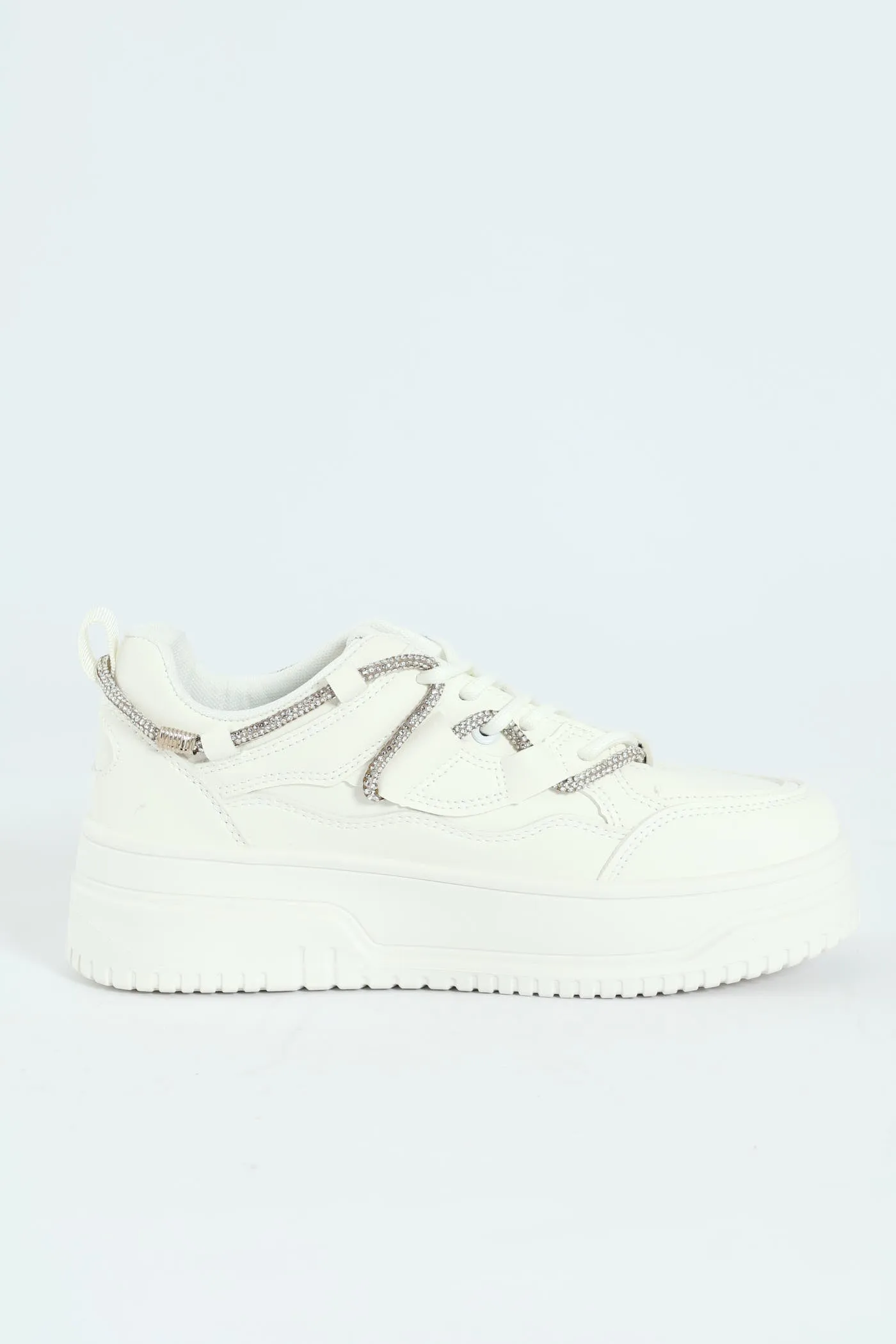 Diamante Band Chunky Sneaker - White