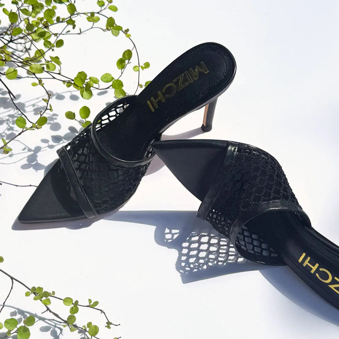 *Elowen - Black Mesh Mules