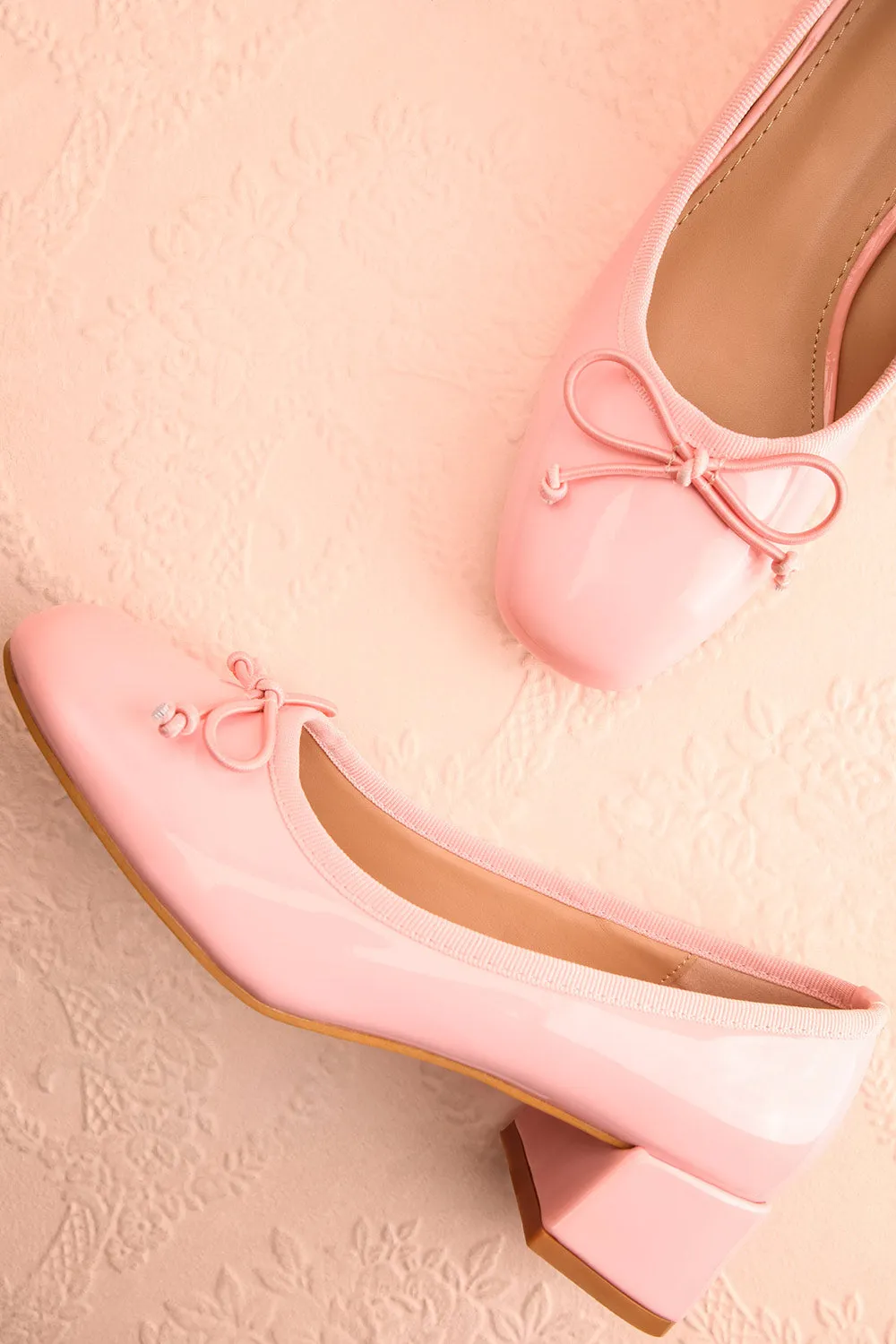 Elyria Pink | Heeled Ballerina Shoes w/ Bow