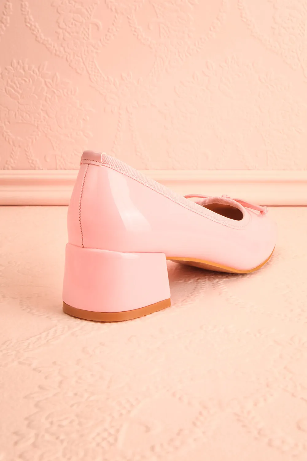 Elyria Pink | Heeled Ballerina Shoes w/ Bow