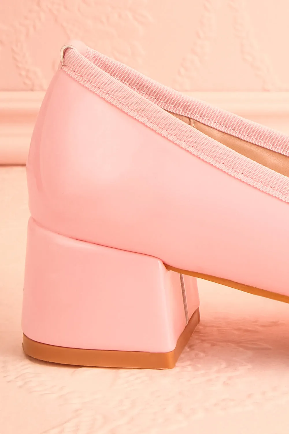 Elyria Pink | Heeled Ballerina Shoes w/ Bow
