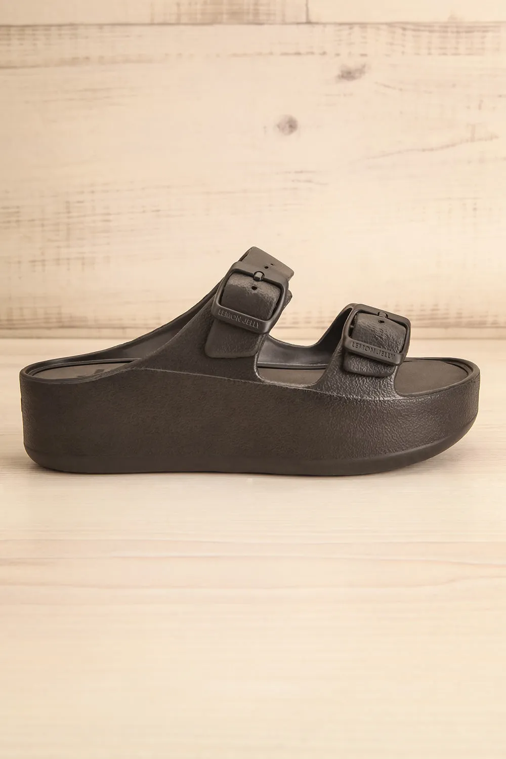 Fenix Black | Double Buckle Platform Sandals