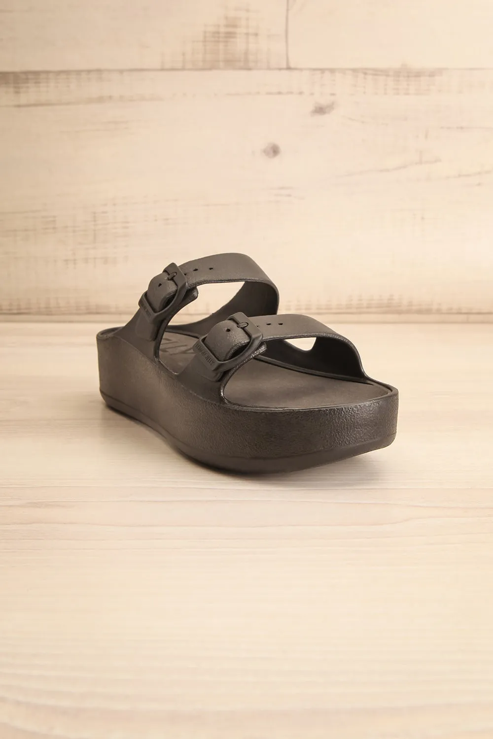 Fenix Black | Double Buckle Platform Sandals