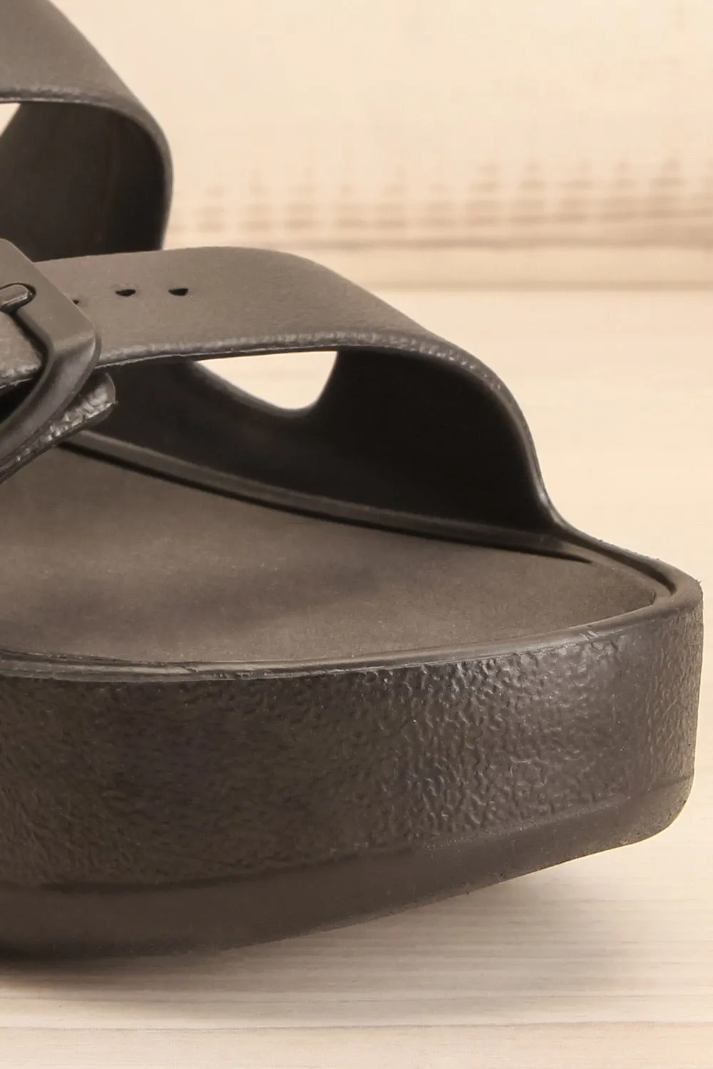 Fenix Black | Double Buckle Platform Sandals