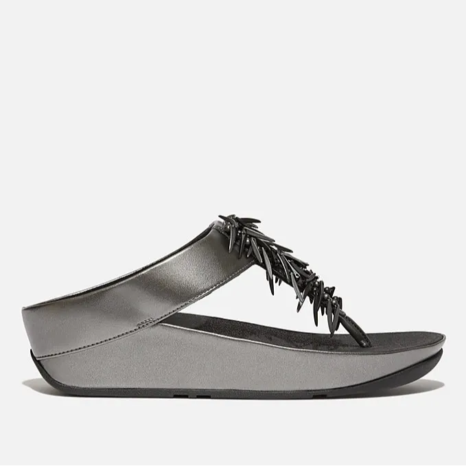 FITFLOP RUMBA BEADED SANDAL - PEWTER