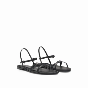 Flat sandals in nappa leather with logo buckles