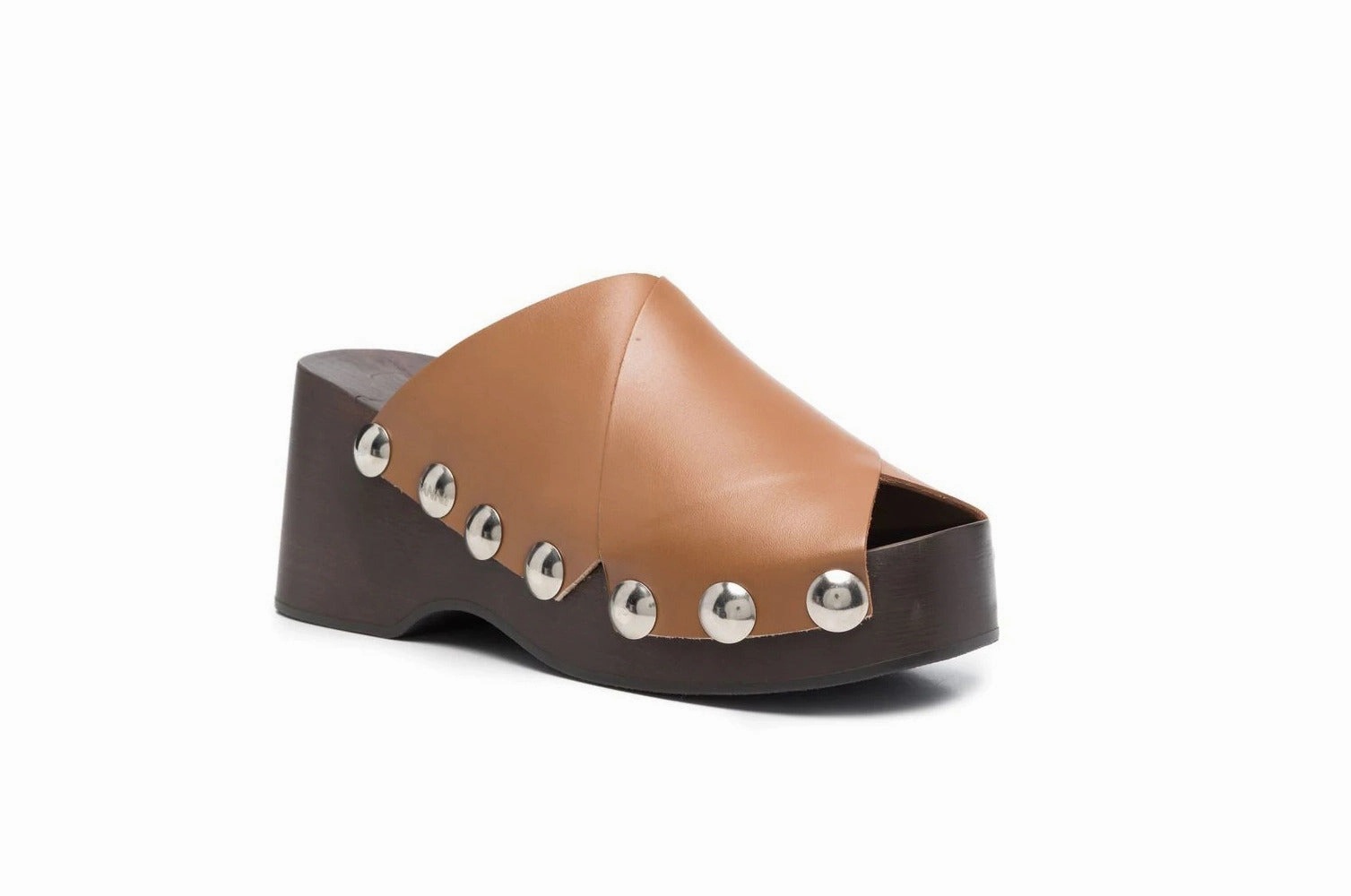 Ganni Women Retro Tiger's Eye Wedge Heel Sandals Brown