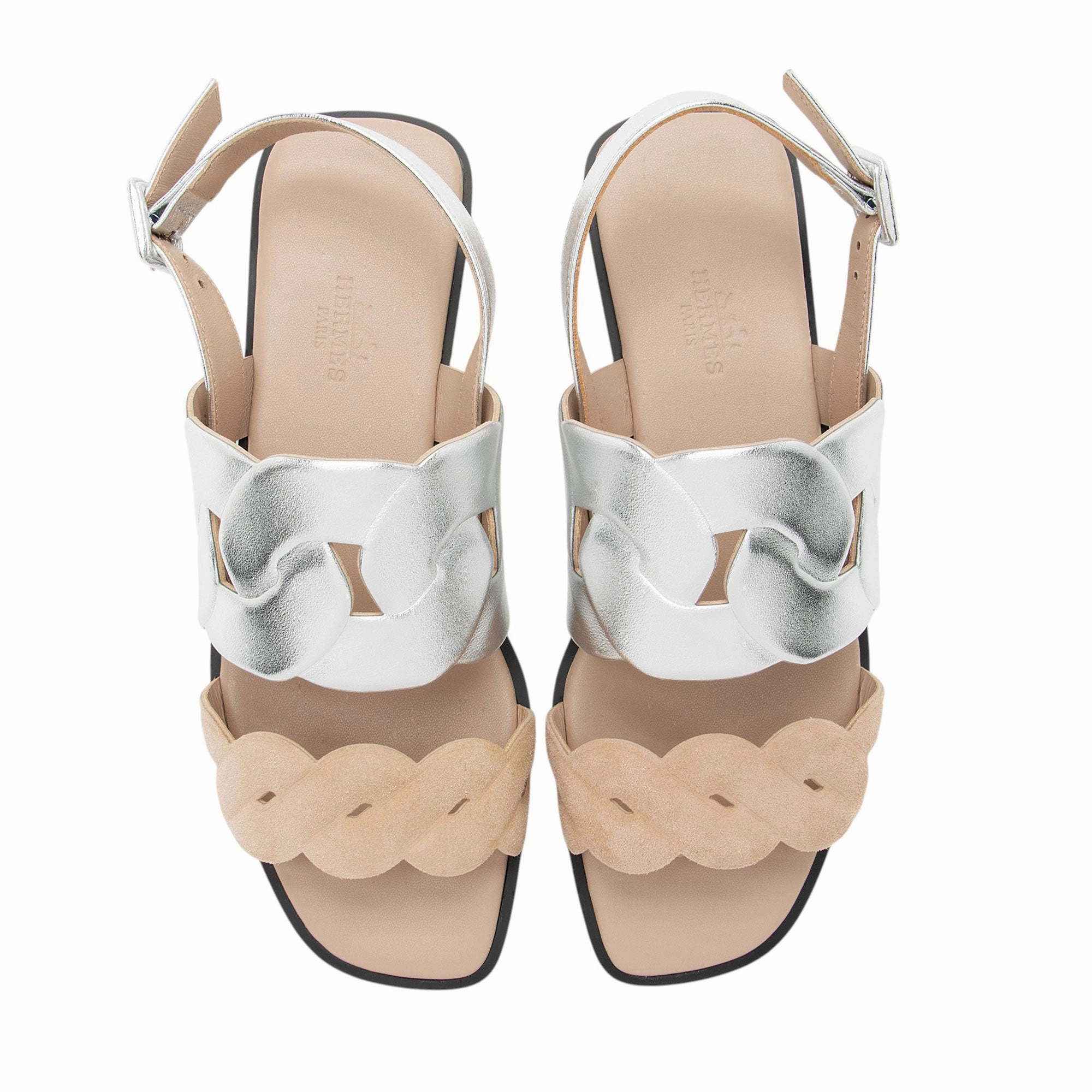 Hermes Metallic Nappa Leather Grace Sandals