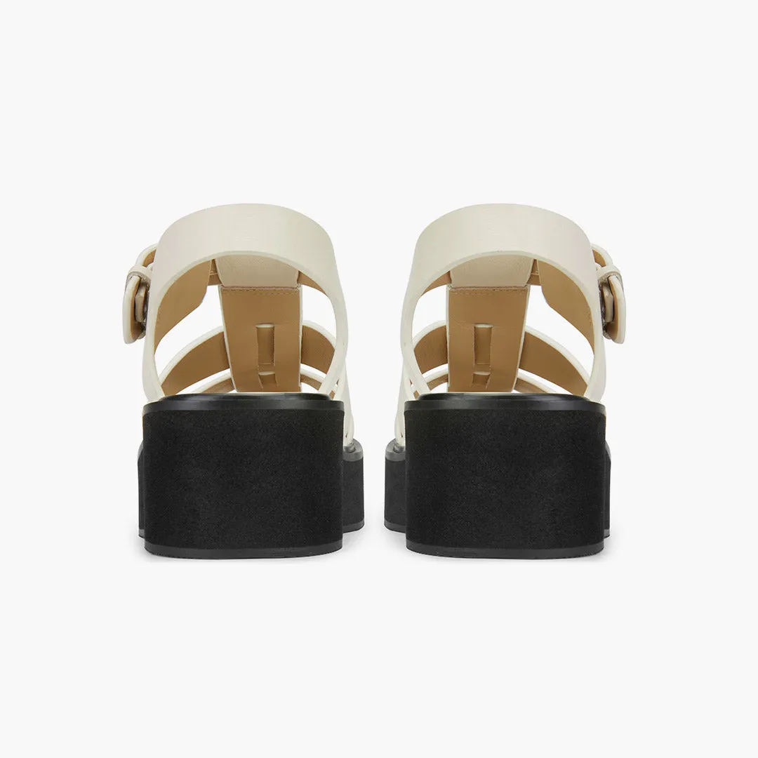 *Ingrid - Ivory Leather Platform Sandals