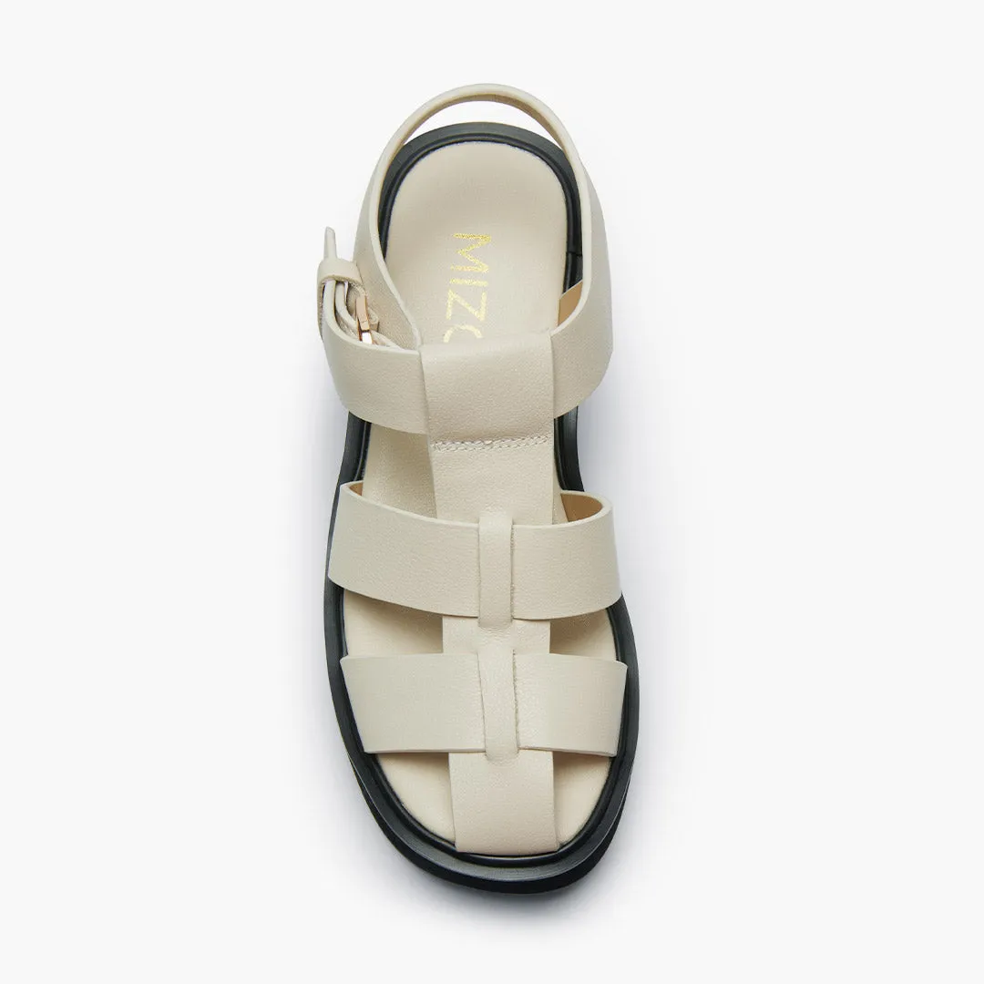 *Ingrid - Ivory Leather Platform Sandals