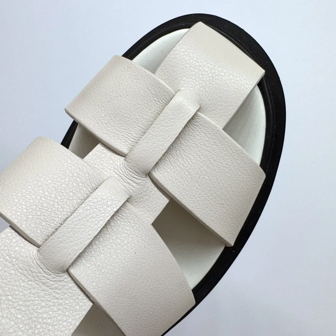 *Ingrid - Ivory Leather Platform Sandals