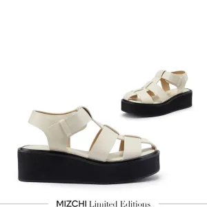 *Ingrid - Ivory Leather Platform Sandals