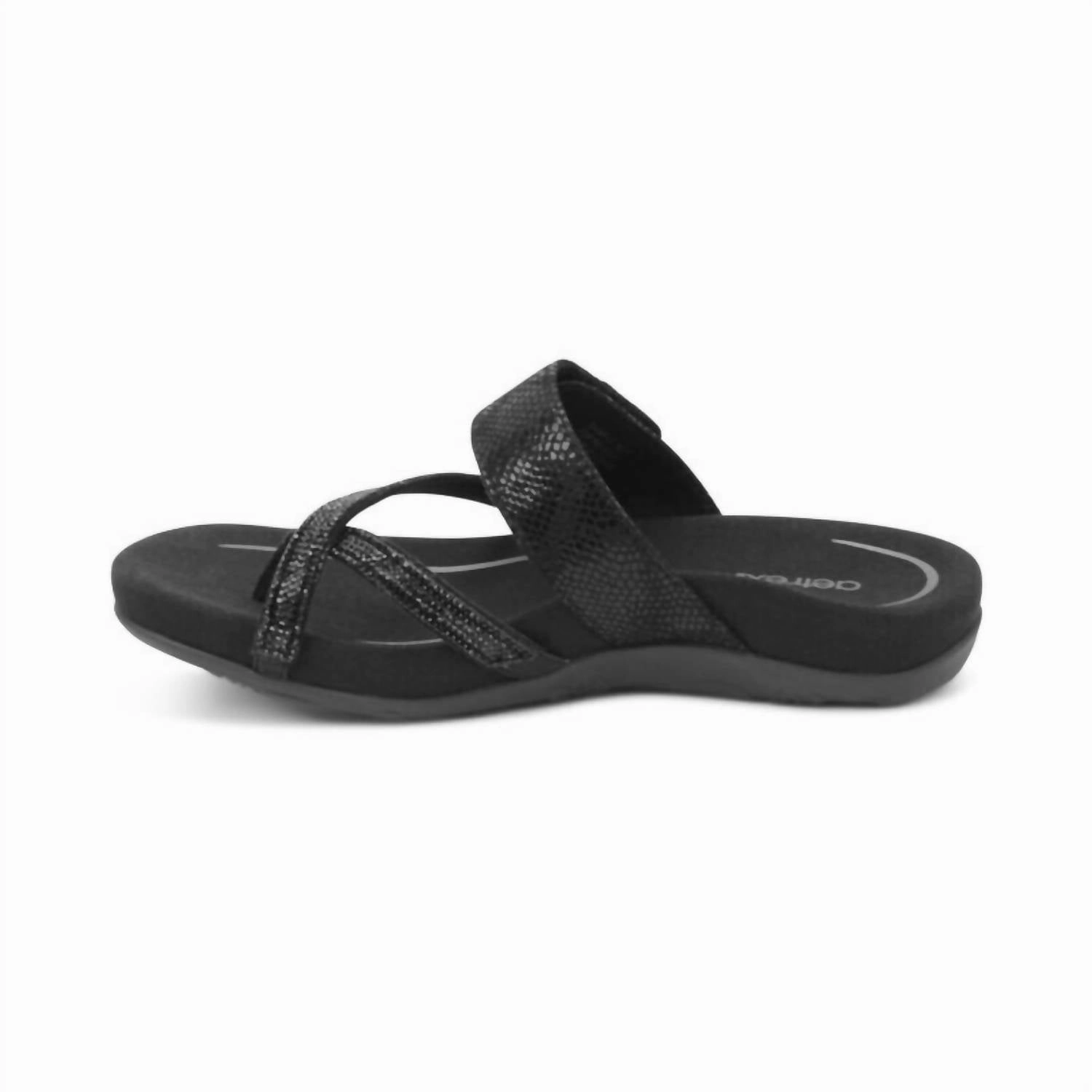 Izzy Adjustable Slide Sandal In Black Sparkle
